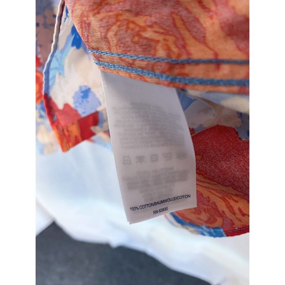 Lands End Womens Button Up Collared Floral Tropical Top No Iron Supima Size 4 - Picture 4 of 4